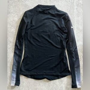 Nike Pro HyperWarm Long Sleeve Top with Thumbholes - Black and Grey Ombré